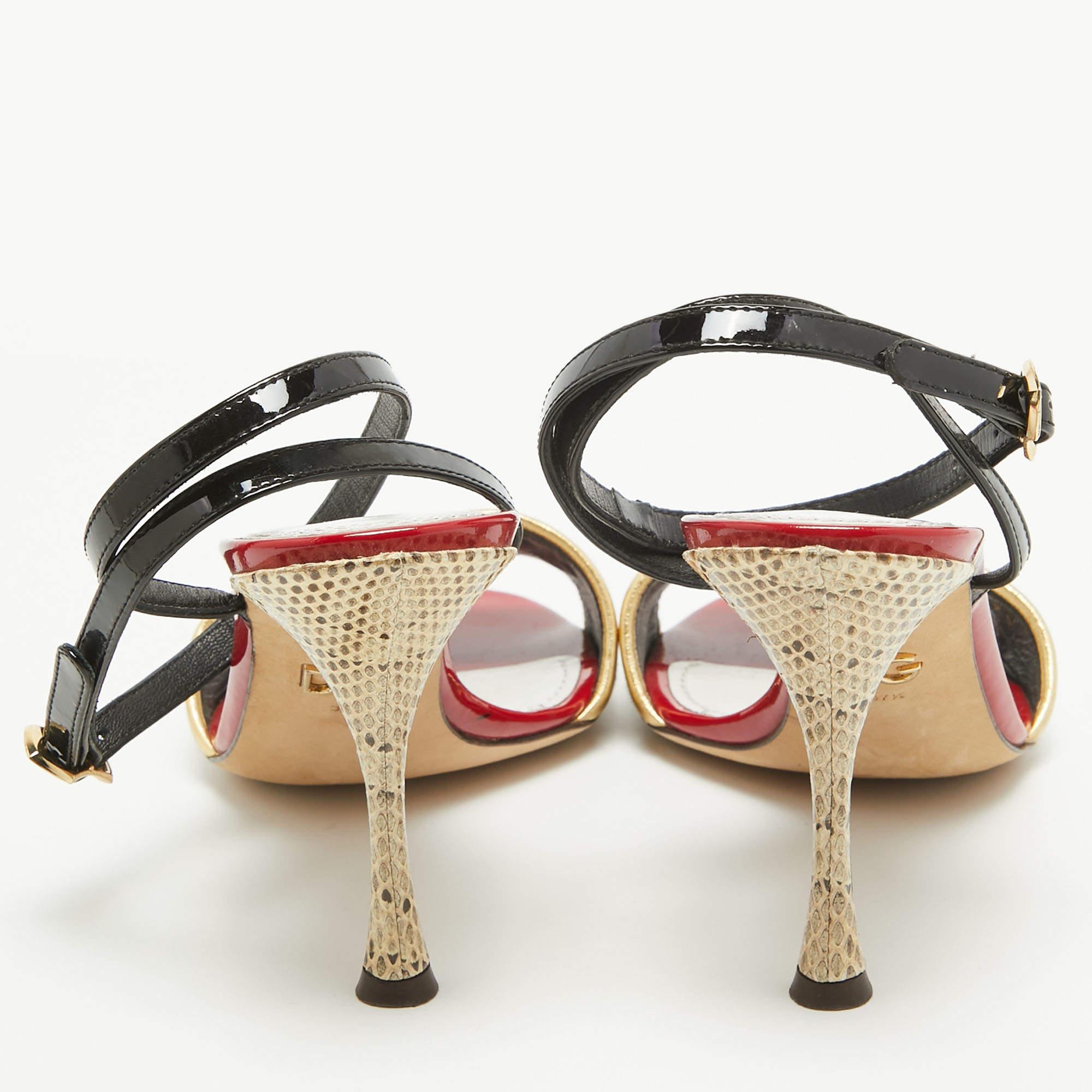Dolce & Gabbana Multicolor Canvas Amore Ankle Strap Sandals Size 37.5 For Sale 4