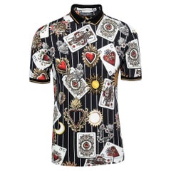 Dolce & Gabbana Multicolor Cards Print Cotton Polo T-Shirt S
