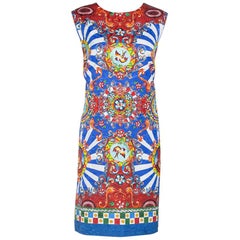 Dolce & Gabbana Multicolor Caretto Print Sleeveless Shift Dress L
