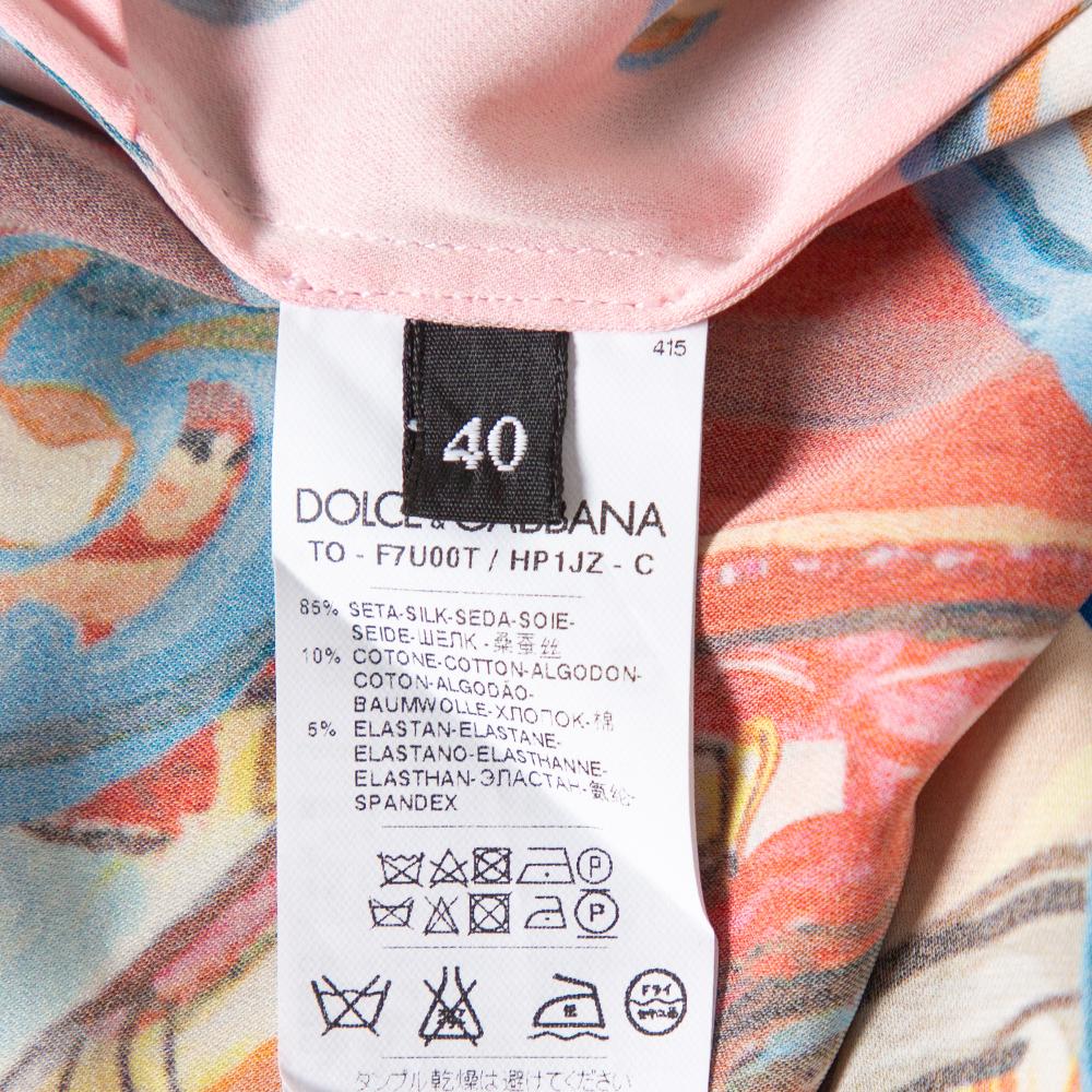 Dolce & Gabbana Canotta in seta stampata multicolore Dolce & Gabbana S In condizioni buone a Dubai, Al Qouz 2
