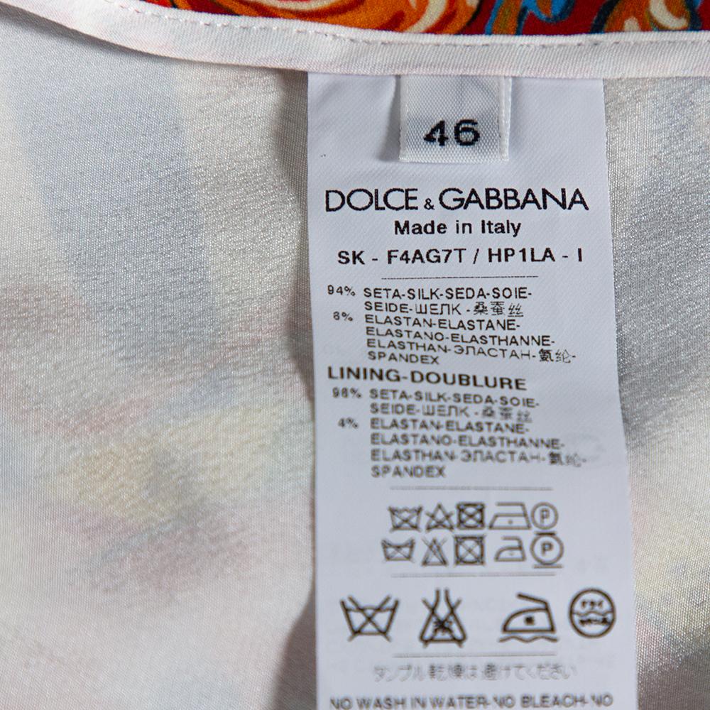 Dolce & Gabbana Multicolor Carretto Siciliano Druck Seide Bleistiftrock L 1