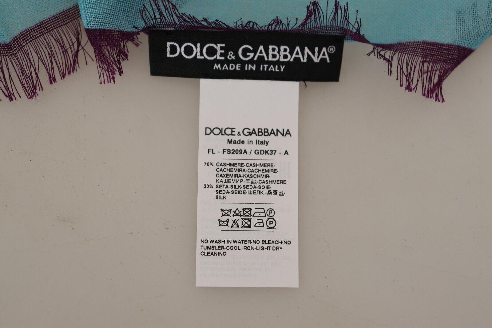 Dolce & Gabbana Multicolor Cashmere Silk Floral Scarf Wrap Beachwear Flowers DG In New Condition For Sale In WELWYN, GB