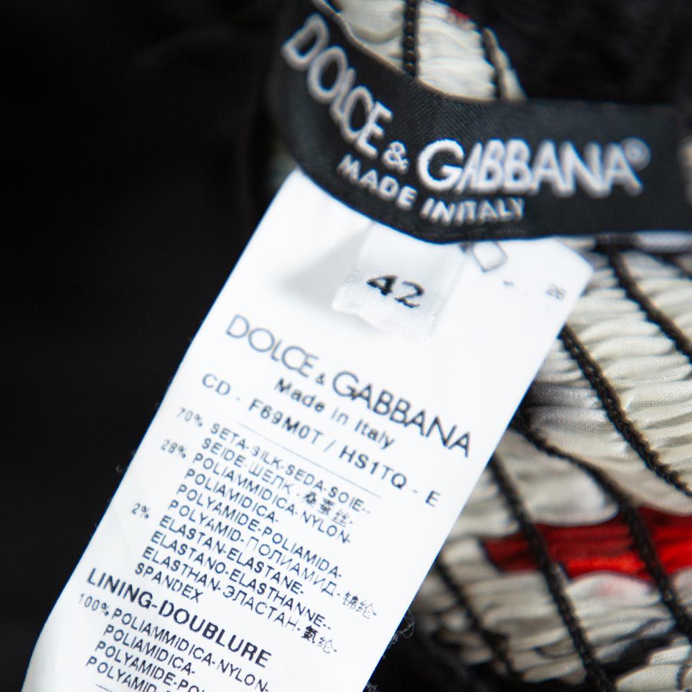 Women's Dolce & Gabbana Multicolor Chiffon Cards Print Corset Detail Jumpsuit M