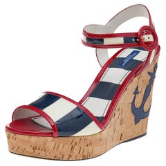 Dolce & Gabbana Multicolor Cork Platform Wedge Ankle Strap Sandals Size 41