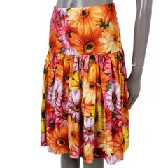 DOLCE & GABBANA multicolor cotton 2021 FLORAL PLEATED POPLIN Skirt 46 XL