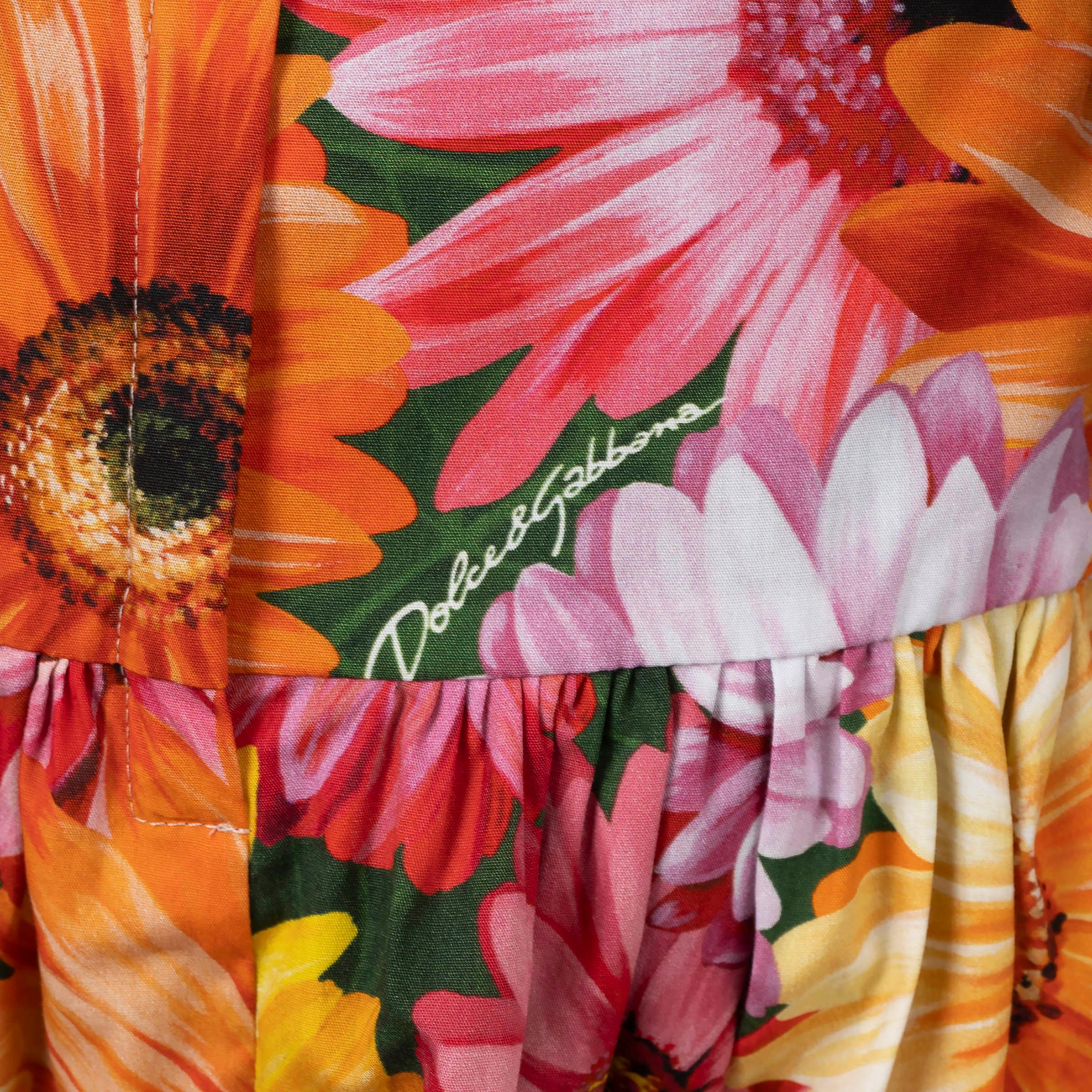 DOLCE & GABBANA multicolor cotton 2021 FLORAL PLEATED POPLIN Skirt 46 XL For Sale 1