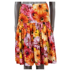 DOLCE & GABBANA Mehrfarbiger POPLIN-Rock aus Baumwolle 2021 FLORAL PleaTED POPLIN 46 XL