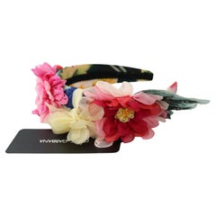 Dolce & Gabbana Multicolor Cotton Crystal Floral Diadem Headband Hair Accessory