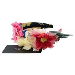 Dolce & Gabbana Multicolor Cotton Crystal Floral Diadem Headband Hair Accessory 