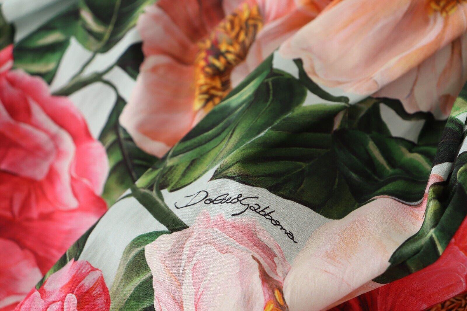 Dolce & Gabbana - Jupe mid-longue plissée en coton évasé à fleurs multicolores en vente 2