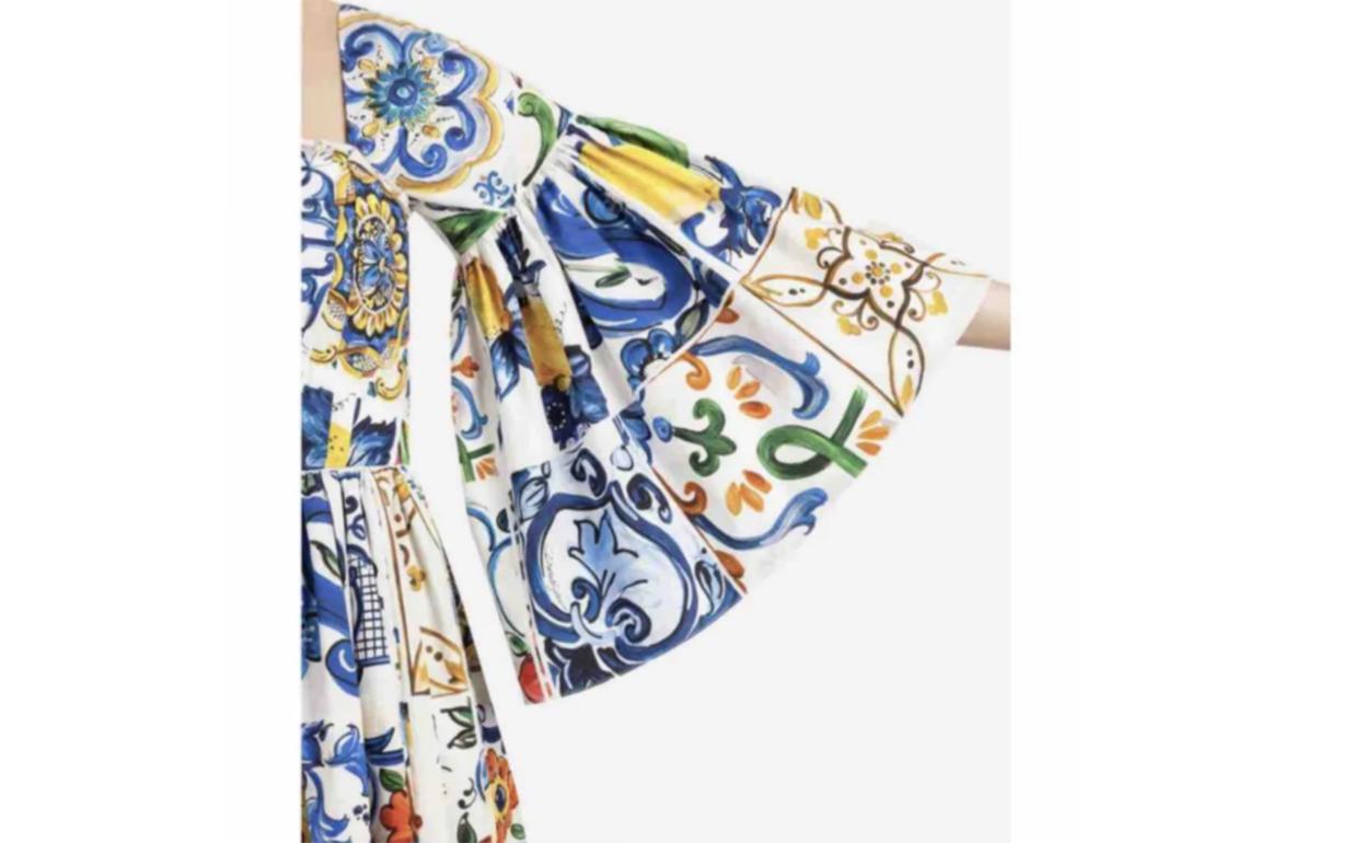 Dolce & Gabbana Multicolor Cotton Floral Sicily Maiolica Midi Dress Majolica In New Condition In WELWYN, GB