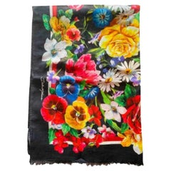 Dolce & Gabbana Multicolor Cotton Flower Scarf Beachwear Sarong Pareo Cover Up