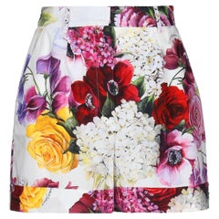 Dolce & Gabbana Multicolor Cotton Hydrangea Flowers High Waist Shorts DG Floral