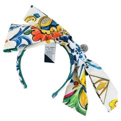 Dolce & Gabbana Multicolor Cotton Maiolica Crystal Hairband Tiara Hair Accessory