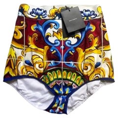 Dolce & Gabbana Multicolor Cotton Maiolica Sicily Mini Shorts Hot Pants DG Italy