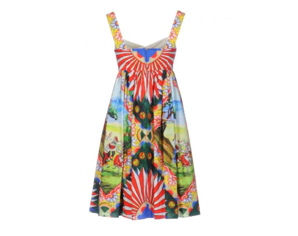 Vestido de algodón estampado Caretto con motivos sicilianos Dolce & Gabbana. 
Talla 38IT, UK6, XS. 
100% algodón
Fabricado en Italia. 
Nuevo con etiquetas. 
¡Por favor, compruebe mi otra DG ropa y accesorios! 