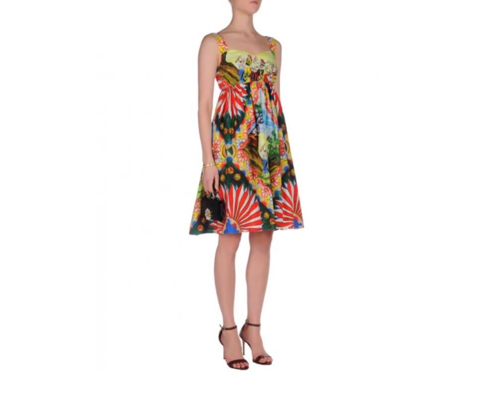 Dolce & Gabbana Vestido de algodón multicolor con estampado de Caretto de Sicilia Largo medio Italia DG Marrón en venta