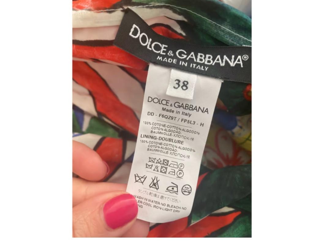 Dolce & Gabbana Vestido de algodón multicolor con estampado de Caretto de Sicilia Largo medio Italia DG en venta 1