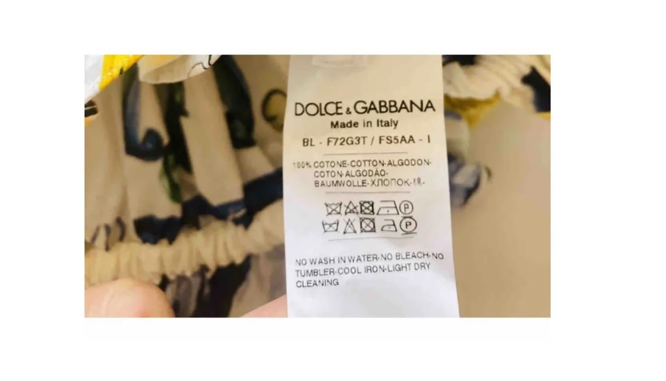 Dolce & Gabbana Multicolor Cotton Sicily Maiolica Cropped Top Corset Blouse DG 2