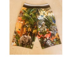 Dolce & Gabbana Multicolor Cotton Tropical Jungle Animals Beachwear Shorts DG