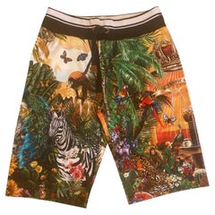 Dolce & Gabbana Multicolor Cotton Tropical Jungle Animals Beachwear Shorts DG