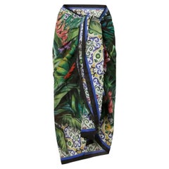 Dolce & Gabbana Multicolor Cotton Zebra Jungle Beachwear Scarf Pareo Cover Up