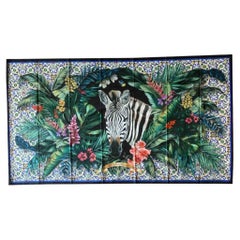 Dolce & Gabbana Multicolor Cotton Zebra Jungle Tropical Scarf Wrap Cover Up