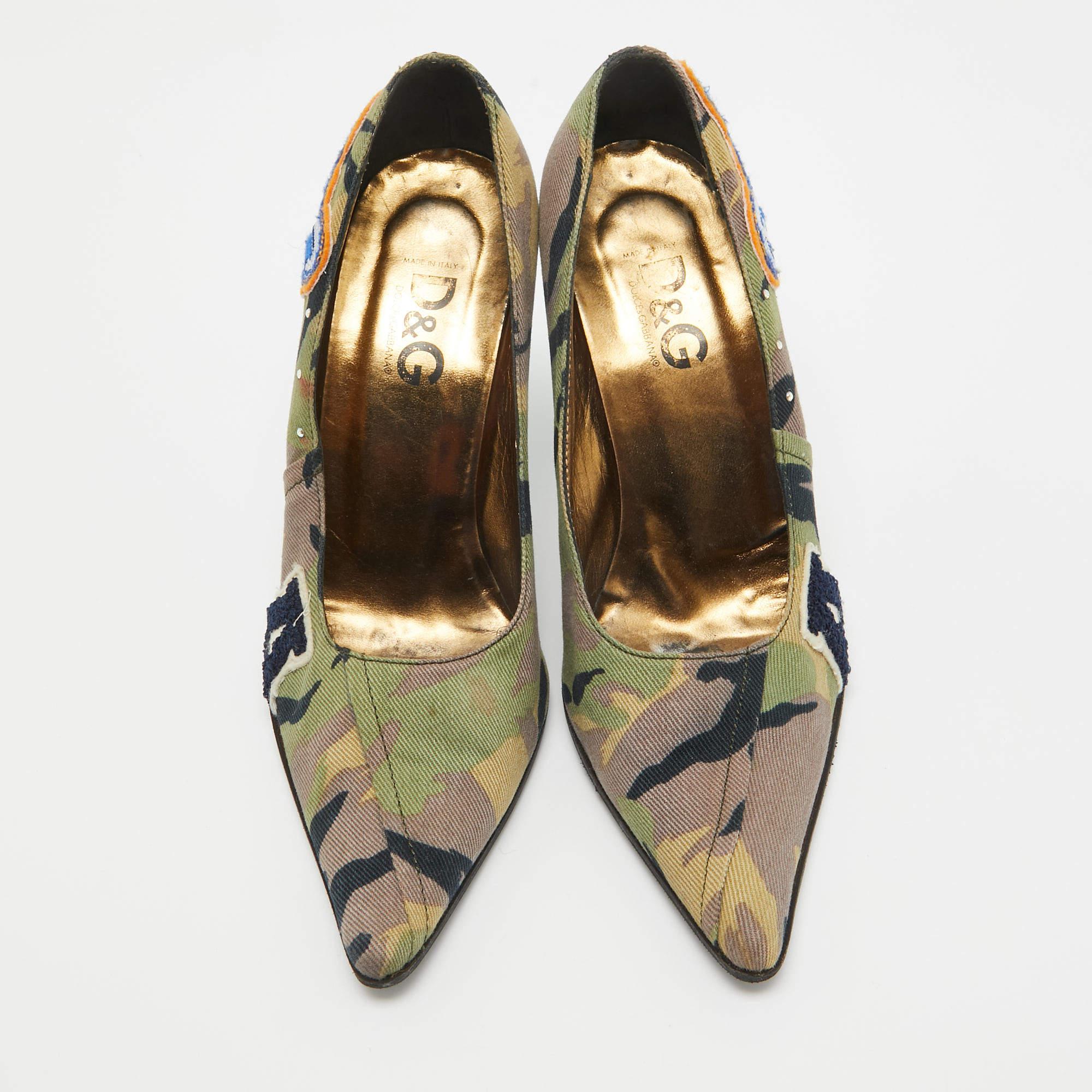 Gray Dolce & Gabbana Multicolor Denim Pointed Toe Pumps Size 36