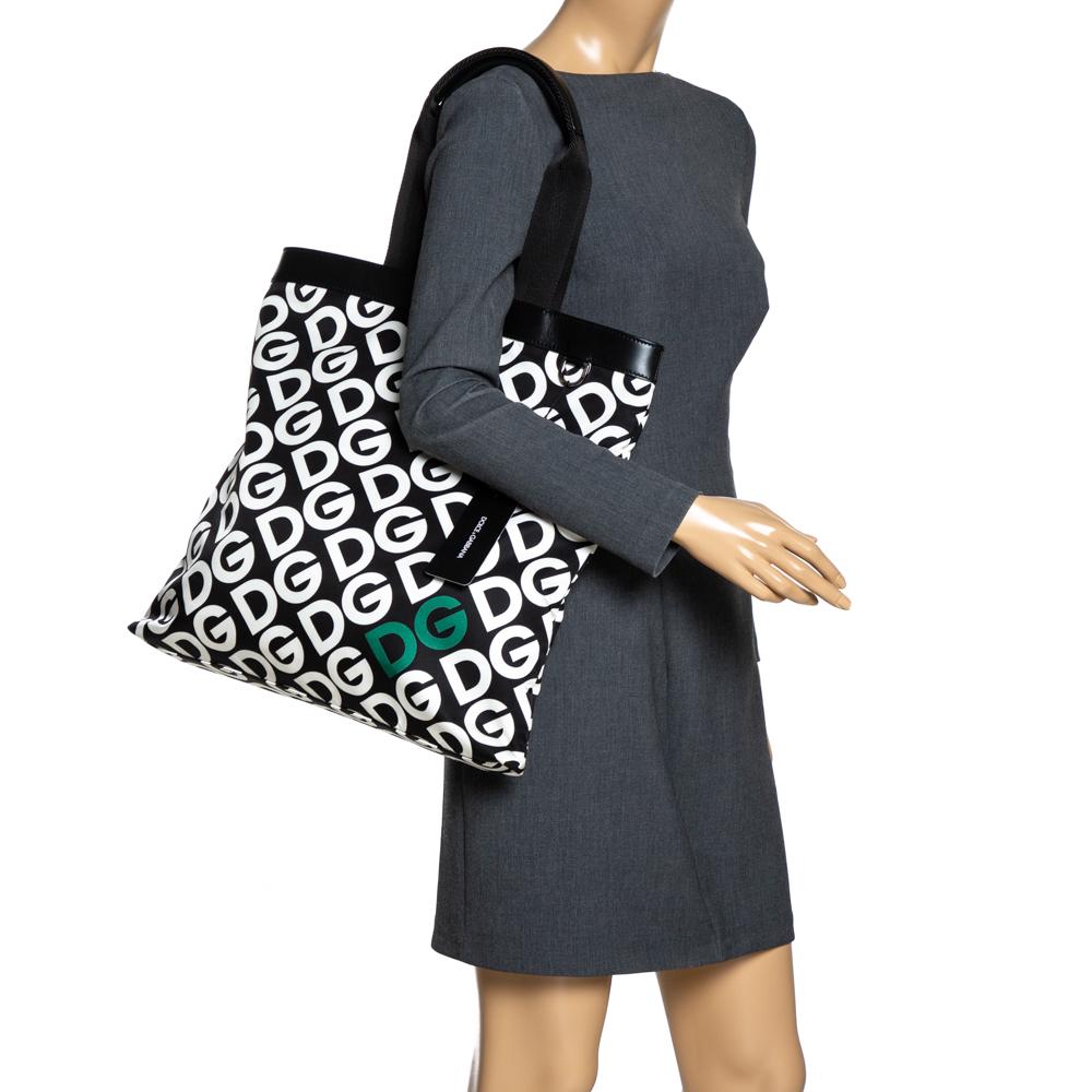 Black Dolce & Gabbana Multicolor DG Mania Print Nylon Shopping Bag