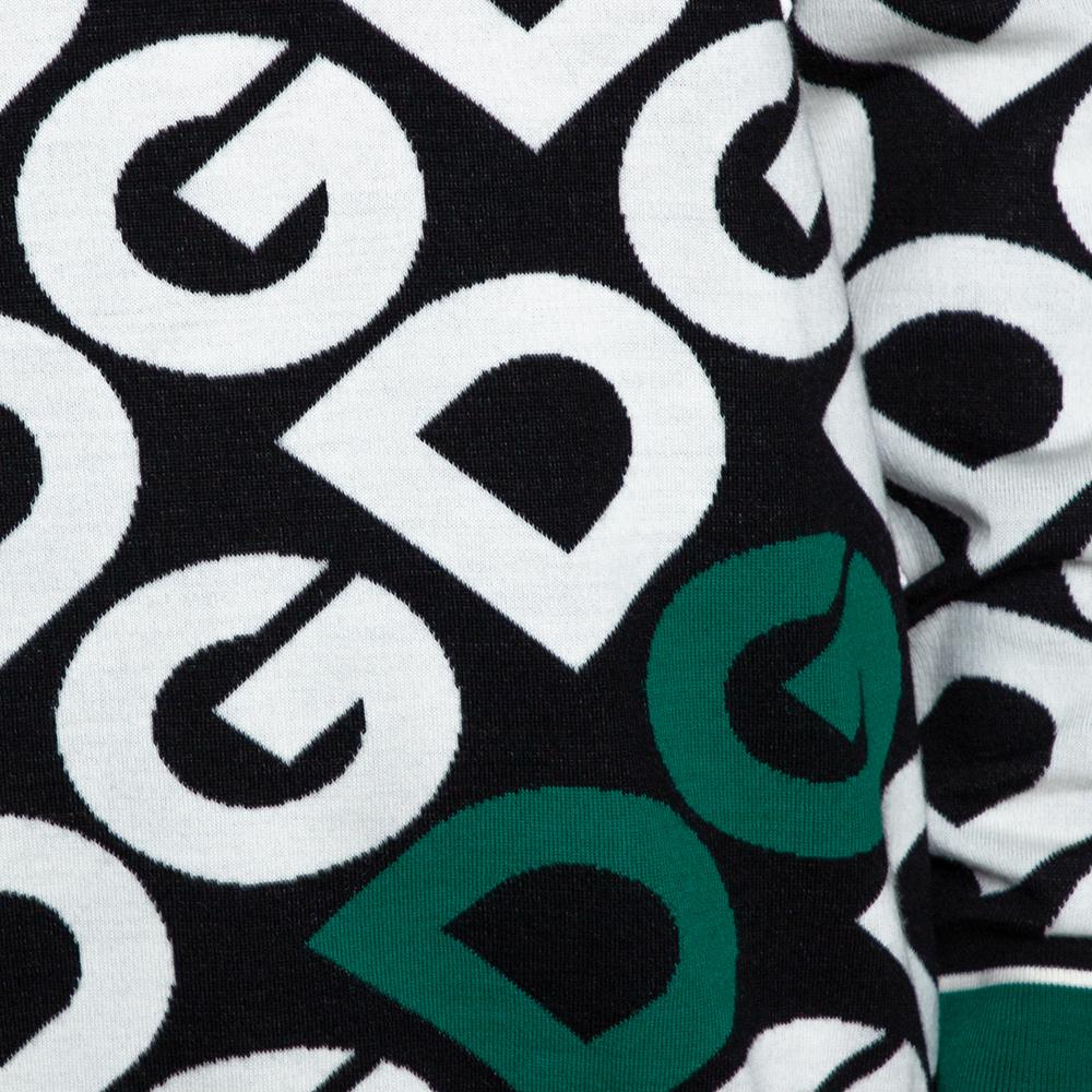 Dolce & Gabbana Multicolor DG Mania Print Wool Crew Neck Sweater IT 40 In New Condition In Dubai, Al Qouz 2