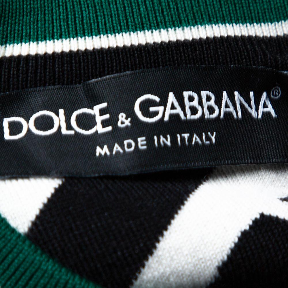 Women's Dolce & Gabbana Multicolor DG Mania Print Wool Crew Neck Sweater IT 40