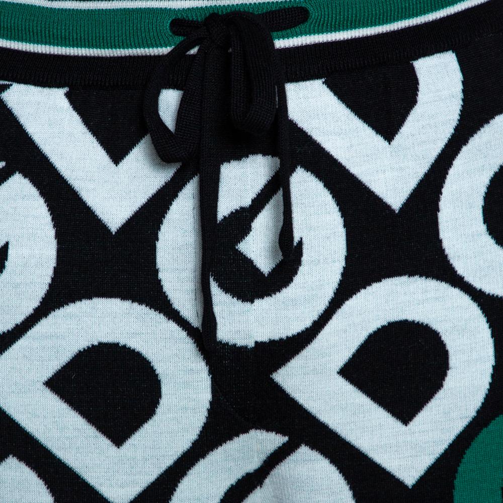 Black Dolce & Gabbana Multicolor DG Mania Print Wool Track Pants IT 38