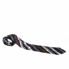 Dolce & Gabbana Multicolor Diagonal Stripe Pattern Silk Jacquard Traditional Tie