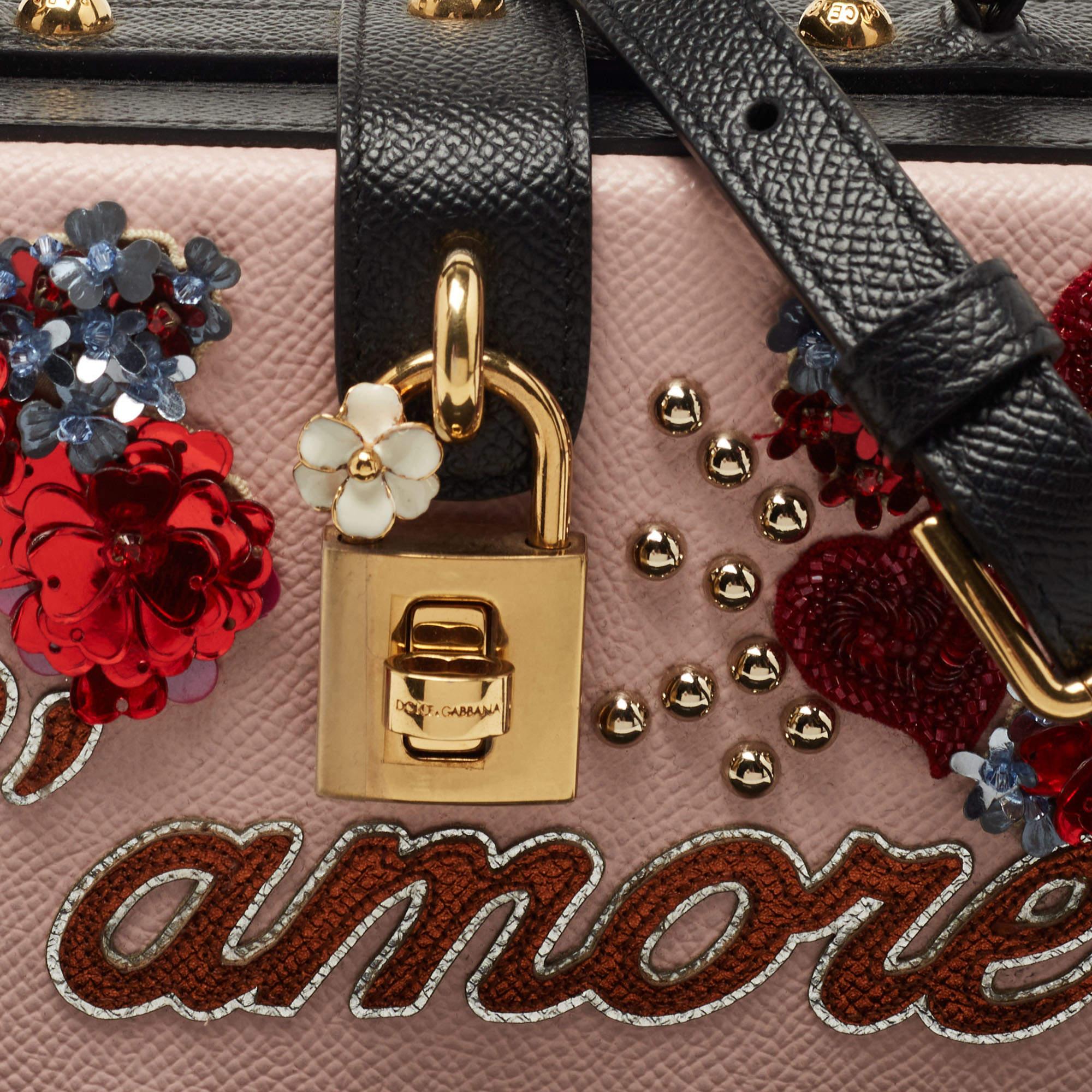 Dolce & Gabbana Multicolor Embellished Leather Box L' Amore Top Handle Bag 8
