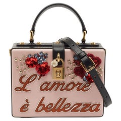Dolce & Gabbana Multicolor Embellished Leather Box L' Amore Top Handle Bag