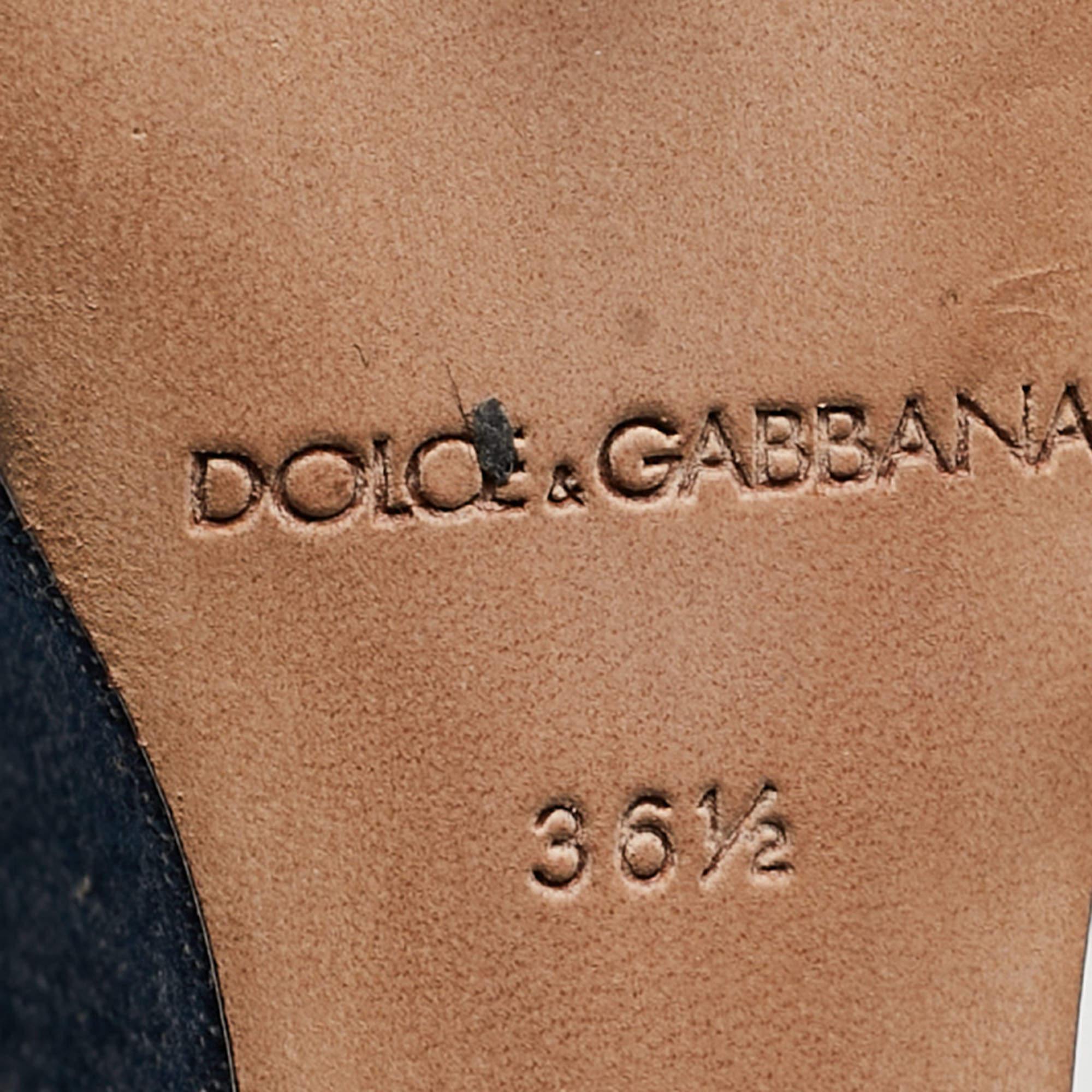 Dolce & Gabbana Multicolor Fabric Platform Wedge Ankle Strap Sandals Size 36.5 1