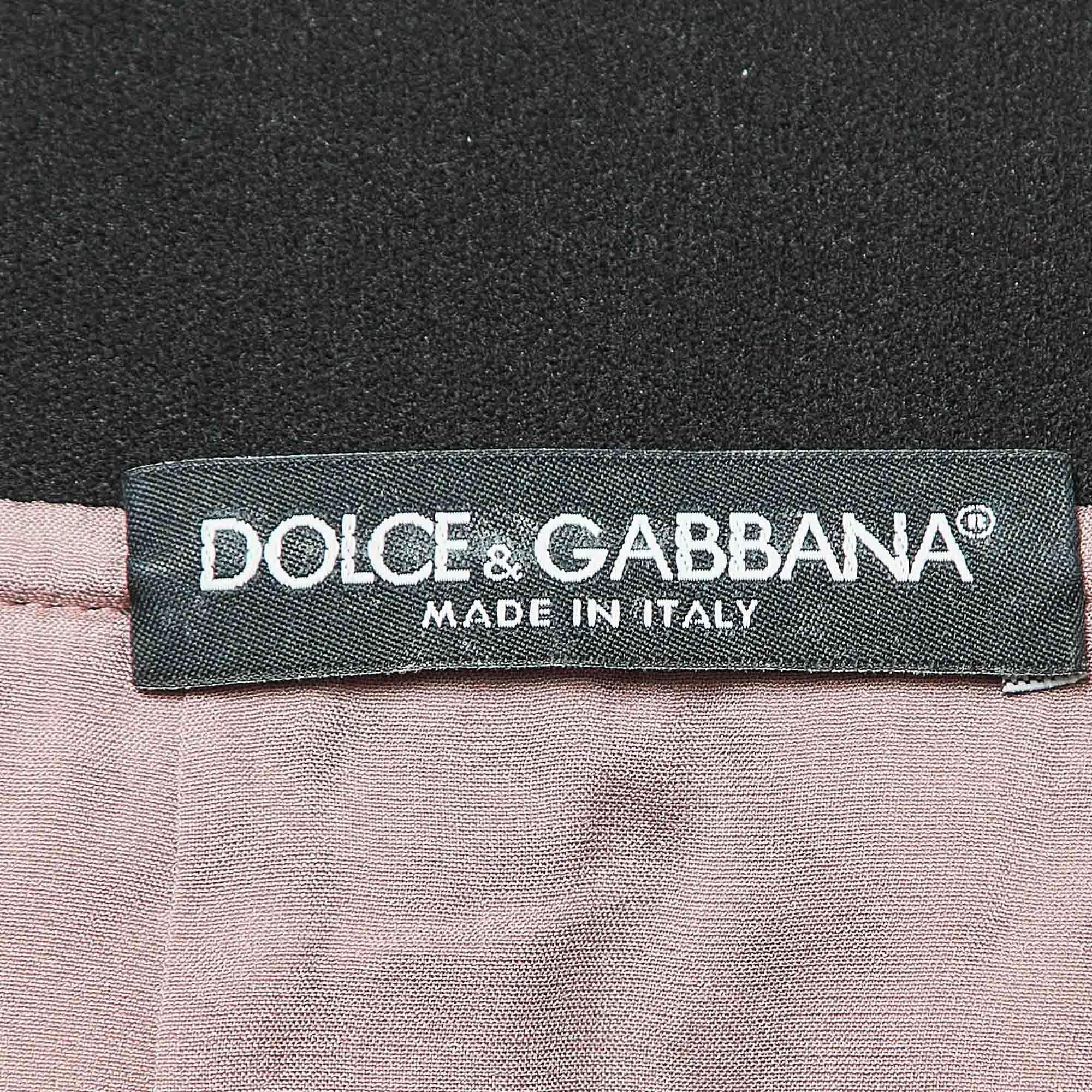 Dolce & Gabbana Mehrfarbiger Faltenrock aus geblümtem Brokat mit Blumenmuster S im Angebot 1