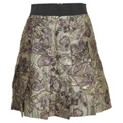 Dolce & Gabbana Multicolor Floral Brocade Pleated Skirt S
