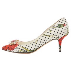 Dolce & Gabbana Multicolor Floral Fabric Embellished Crystal Embellished Pointed