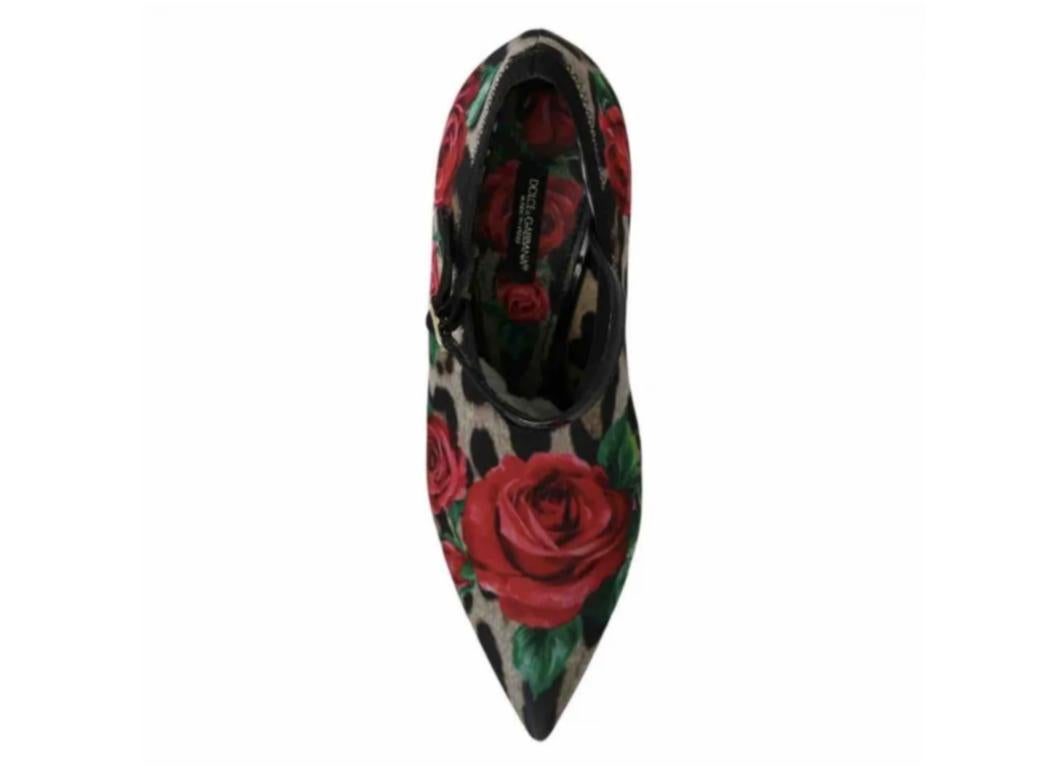 Dolce & Gabbana Multicolor Floral Leopard Leather Mary Janes Pumps Shoes Heels In New Condition In WELWYN, GB