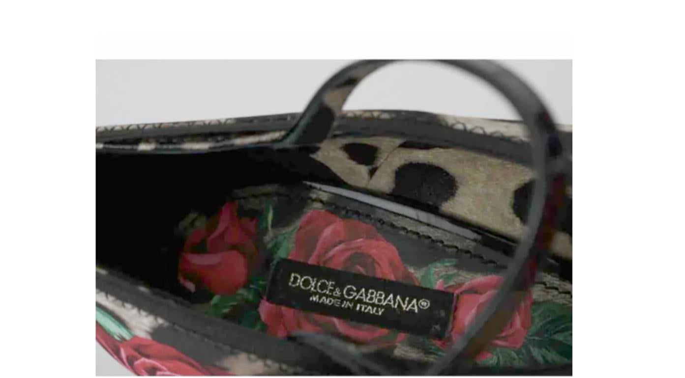 Women's Dolce & Gabbana Multicolor Floral Leopard Leather Mary Janes Pumps Shoes Heels
