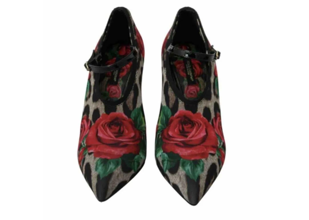 Dolce & Gabbana Multicolor Floral Leopard Leather Mary Janes Pumps Shoes Heels 1