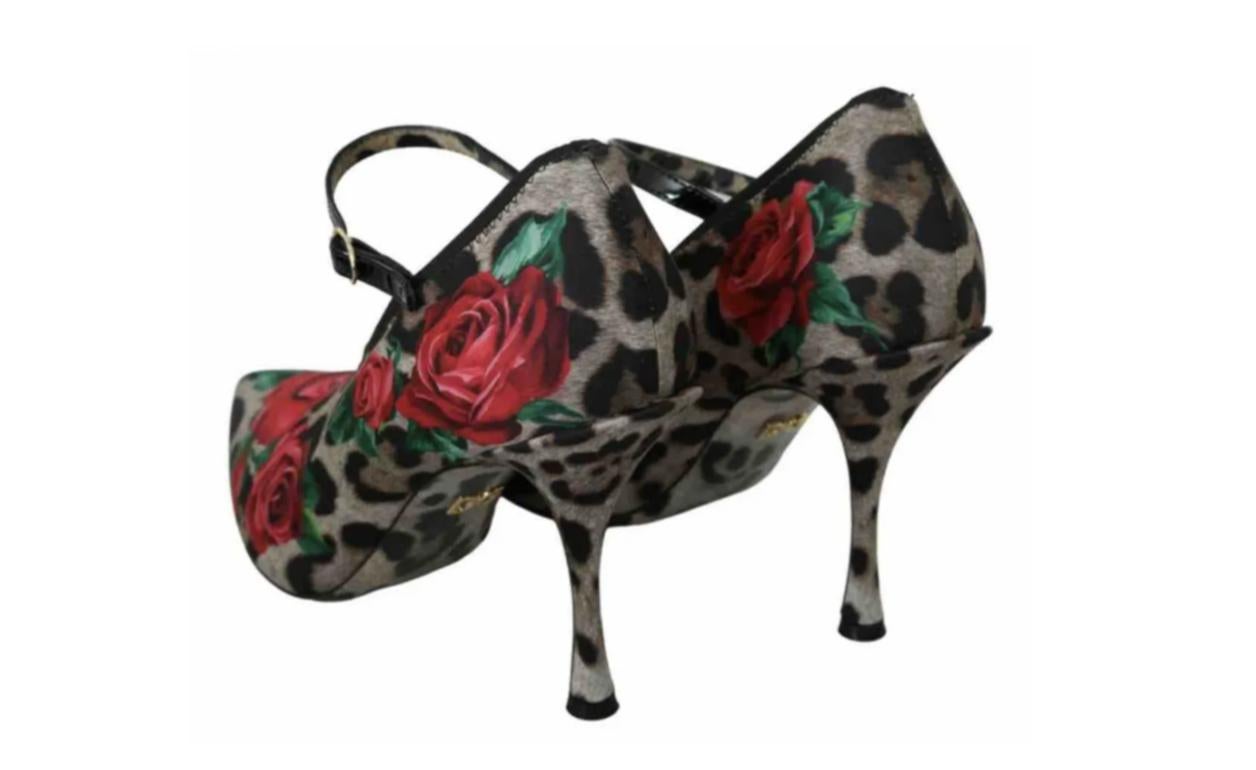 Dolce & Gabbana Multicolor Floral Leopard Leather Mary Janes Pumps Shoes Heels 3