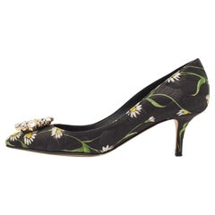 Dolce & Gabbana Multicolor Floral Print Brocade Fabric Crystal Embellished Pumps