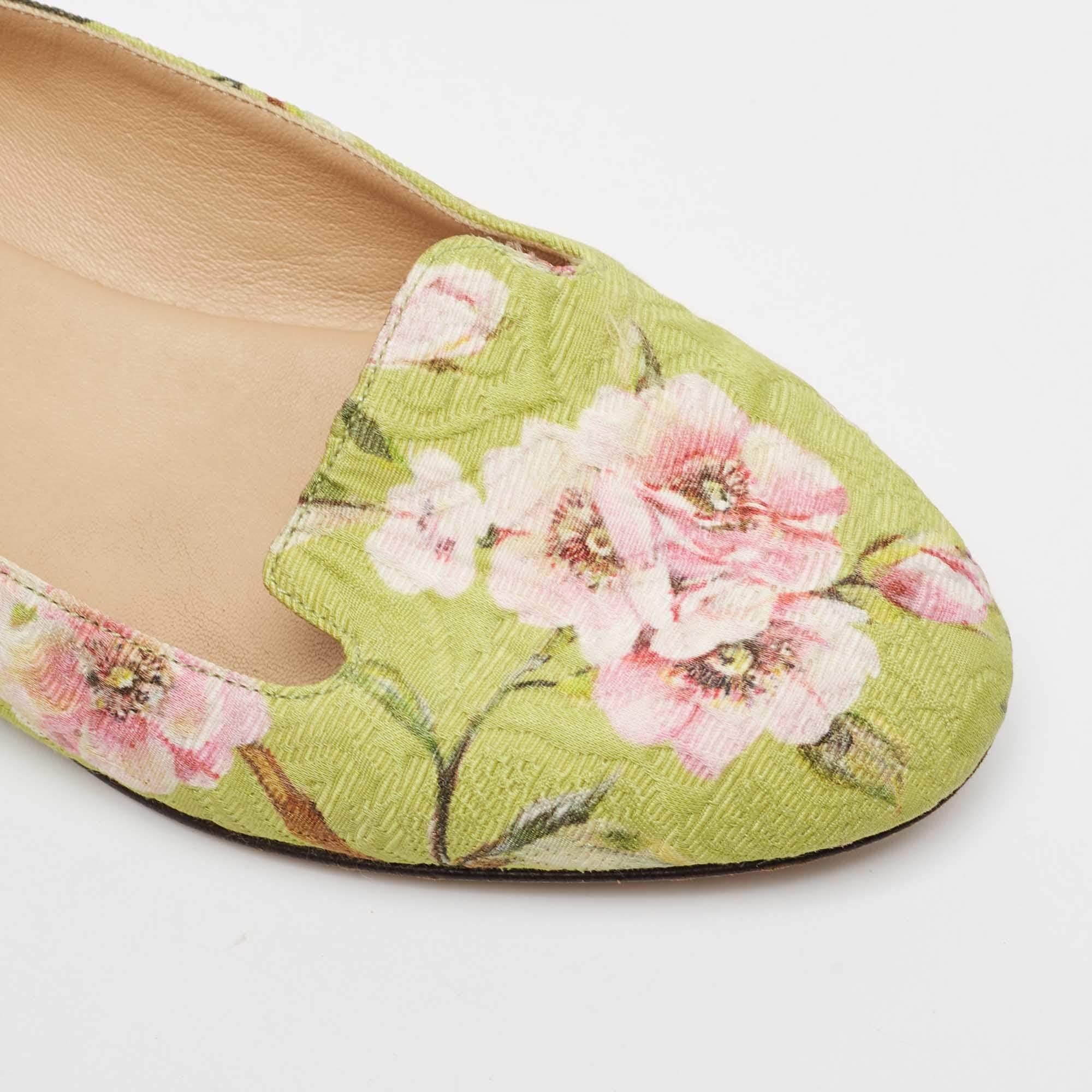 Dolce & Gabbana Multicolor Floral Print Brocade Flat Smoking Slippers Size 36 For Sale 1
