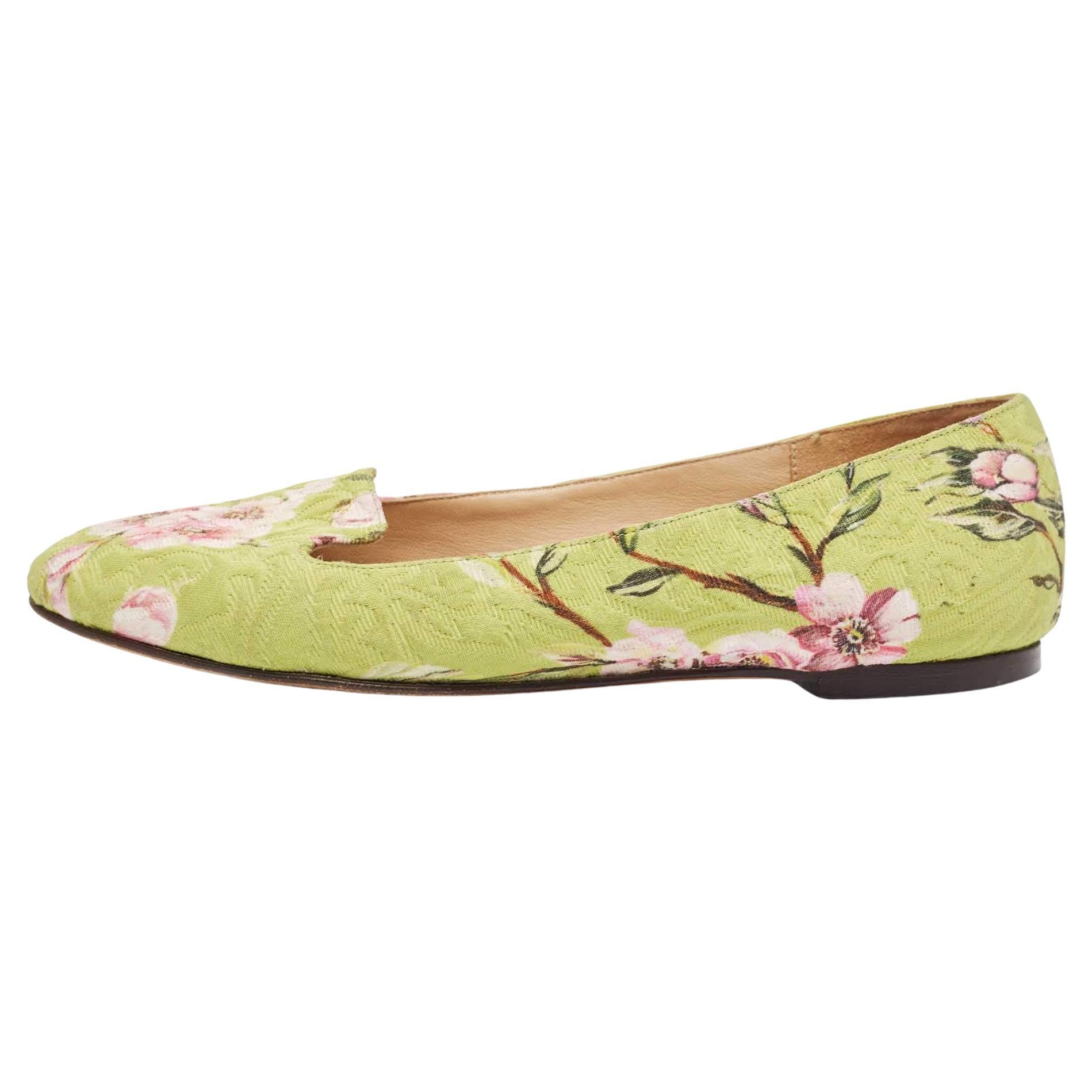 Dolce & Gabbana Multicolor Floral Print Brocade Flat Smoking Slippers Size 36 For Sale