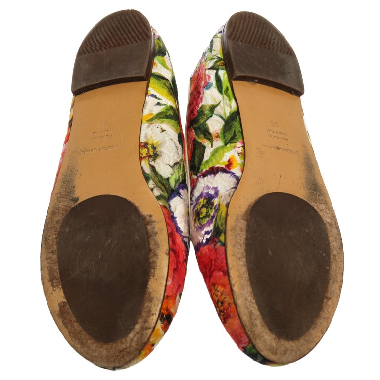 Dolce and Gabbana Multicolor Floral Print Brocade Flat Smoking Slippers ...