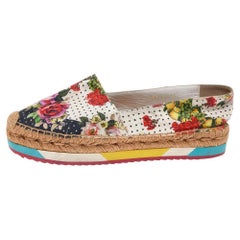 Dolce & Gabbana Multicolor Floral Print Canvas Espadrille Flats Size 36