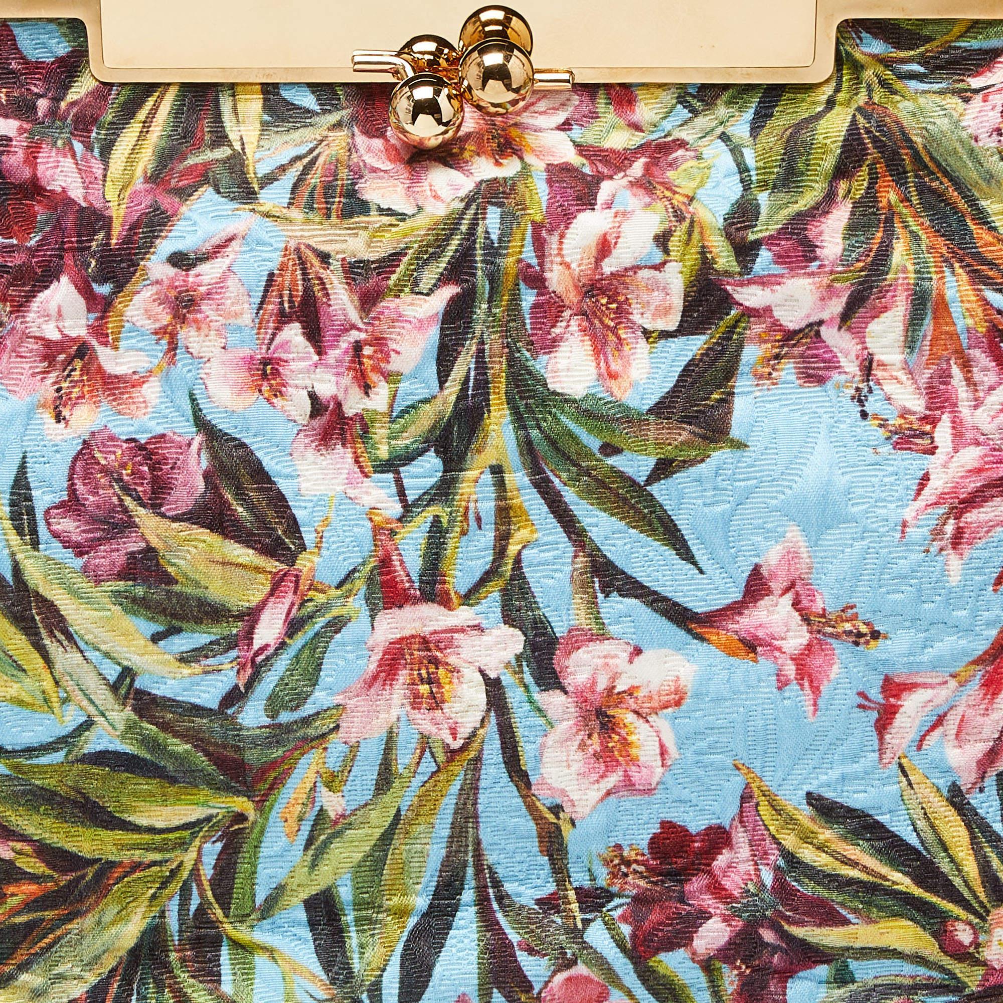 Dolce & Gabbana Multicolor Floral Print Canvas Kisslock Frame Bag 1
