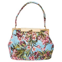 Dolce & Gabbana Multicolor Floral Print Canvas Kisslock Frame Bag